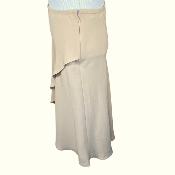 Lauren Ralph Lauren Crepe Tan Ruffle Front Faux Wrap Midi Skirt Oversize… - Picture 5 of 9